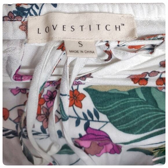 LOVESTITCH White Floral Maxi Dress Elastic Neck Waist Flowy Light Juniors Size S - Picture 14 of 15